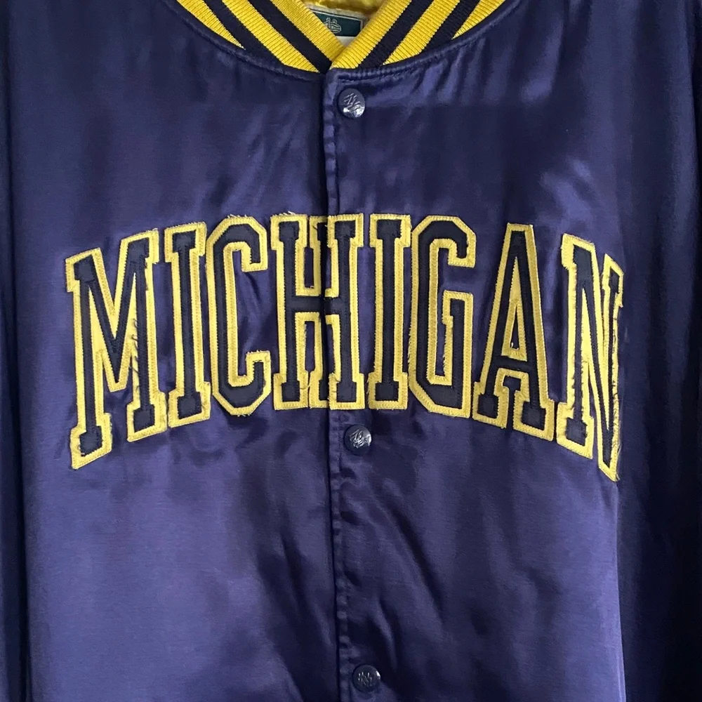 Mitchell & Ness Michigan Letterman Style Blue and Yellow Jacket - Picture 3 of 15